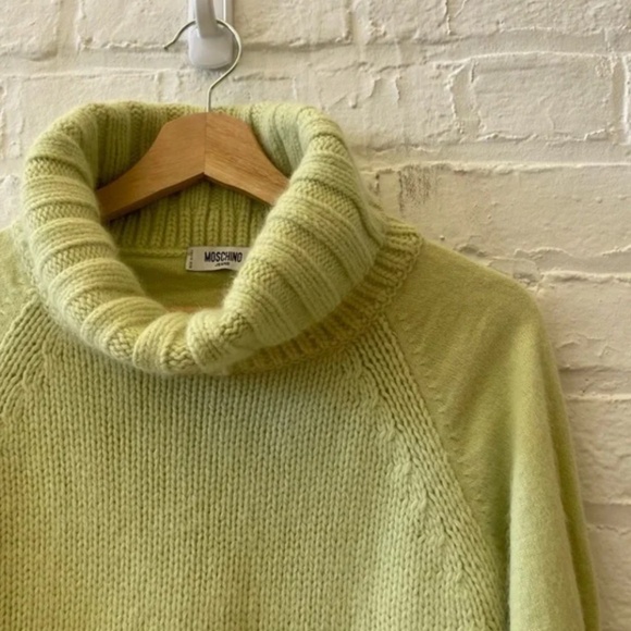 Moschino || Angora Blend Turtleneck Knit Sweater Light Green US 10 - Picture 2 of 9